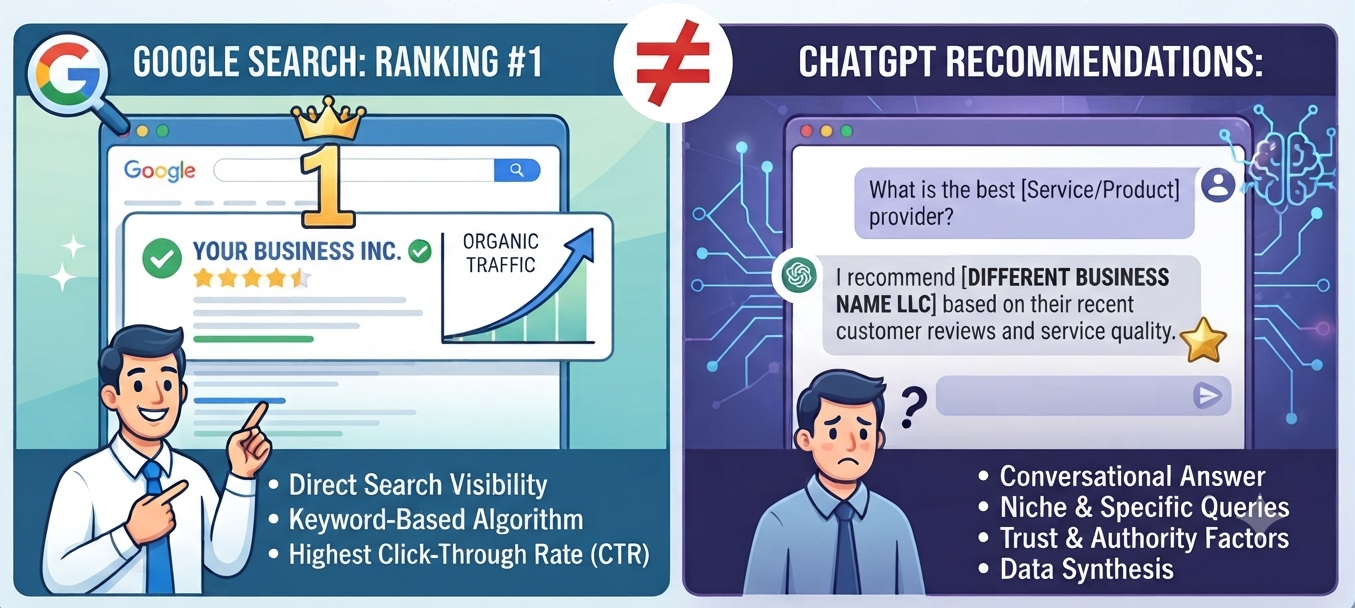 Google search rank is not ChatGPT rank for brands
